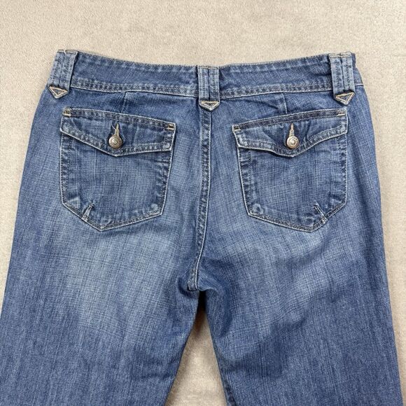 Eddie Bauer Jeans Women's 6L Blue Cotton Denim Mid Rise Wide Leg Casual School - Picture 4 of 11